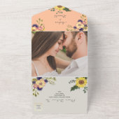 Peach Fuzz bruiloft All In One Uitnodiging (Buitenkant)