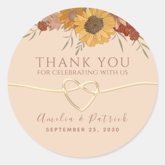 Peach Fuzz bruiloft dank u Ronde Sticker (Voorkant)