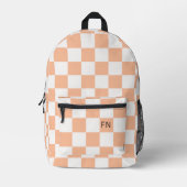 Peach Fuzz Check Monogram Initialen Checkerboard Bedrukte Rugzak (Voorkant)