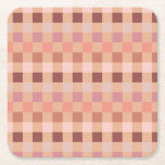 Peach Fuzz Checkerboard Kartonnen Onderzetters<br><div class="desc">Geruite Patroon - perzik fuzz / aardtonen / neutraal dambord.</div>