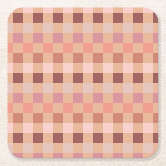 Peach Fuzz Checkerboard Kartonnen Onderzetters (Voorkant)
