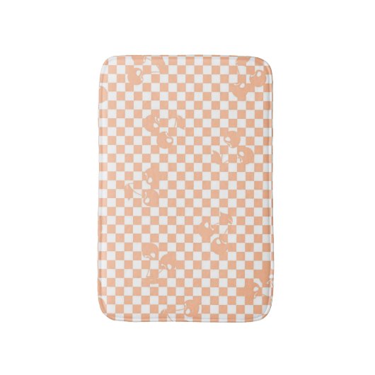 Peach Fuzz Cherry Gingham Pattern Badmat (Voorkant Verticaal)