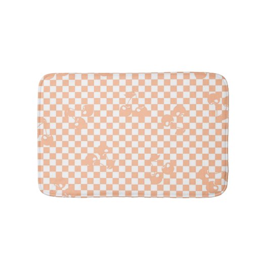 Peach Fuzz Cherry Gingham Pattern Badmat (Voorkant)