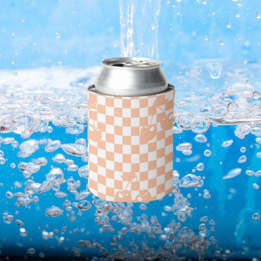 Peach Fuzz Cherry Gingham Pattern Blikjeskoeler