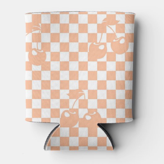 Peach Fuzz Cherry Gingham Pattern Blikjeskoeler (Voorkant)