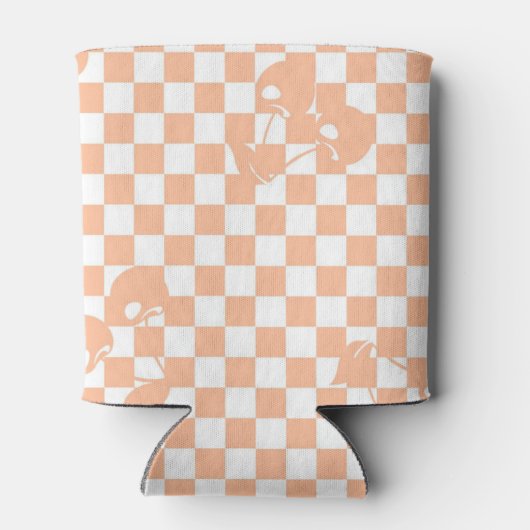 Peach Fuzz Cherry Gingham Pattern Blikjeskoeler (Achterkant)