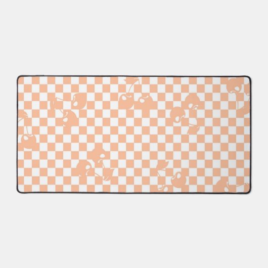 Peach Fuzz Cherry Gingham Pattern Bureaumat (Voorkant)