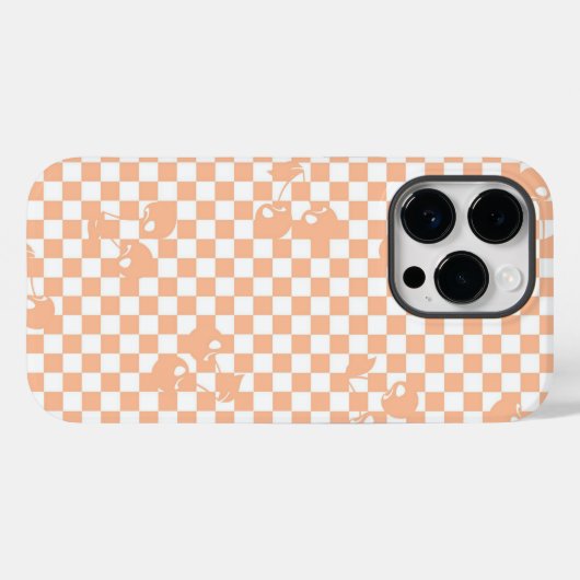 Peach Fuzz Cherry Gingham Pattern Case-Mate iPhone Case (Achterkant (horizontaal))