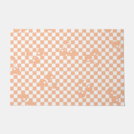 Peach Fuzz Cherry Gingham Pattern Deurmat