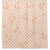 Peach Fuzz Cherry Gingham Pattern Douchegordijn (Voorkant)