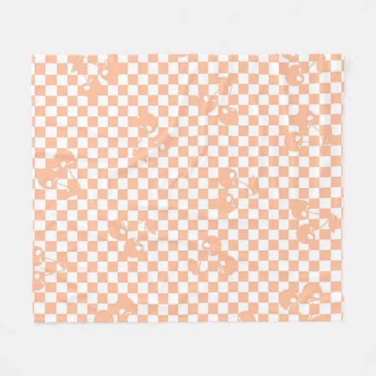 Peach Fuzz Cherry Gingham Pattern Fleece Deken (Voorkant (Horizontaal))