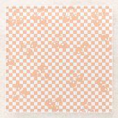 Peach Fuzz Cherry Gingham Pattern Glazen Onderzetter (Voorkant)