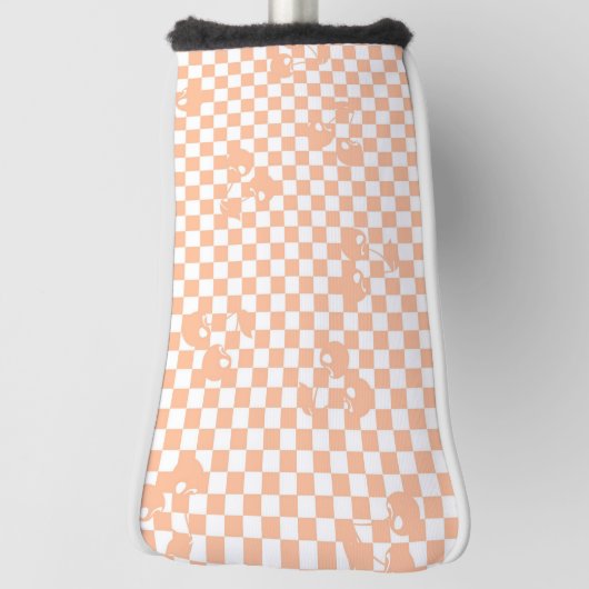 Peach Fuzz Cherry Gingham Pattern Golfheadcover (Draai 90)