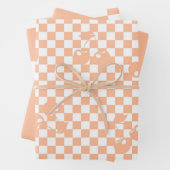 Peach Fuzz Cherry Gingham Pattern Inpakpapier Vel (In situ)