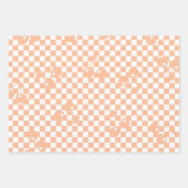 Peach Fuzz Cherry Gingham Pattern Inpakpapier Vel (Voorkant)
