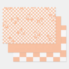 Peach Fuzz Cherry Gingham Pattern Inpakpapier Vel