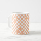 Peach Fuzz Cherry Gingham Pattern Koffiemok (Voorkant links)