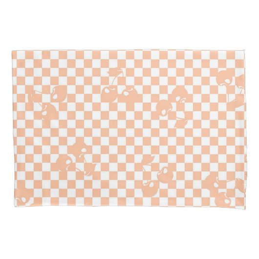 Peach Fuzz Cherry Gingham Pattern Kussensloop (Voorkant)