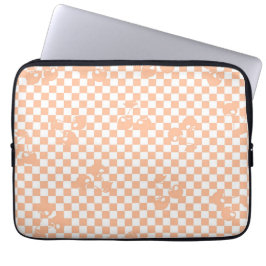 Peach Fuzz Cherry Gingham Pattern Laptop Sleeve