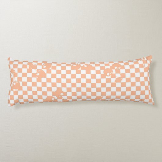 Peach Fuzz Cherry Gingham Pattern Lichaamskussen (Achterkant)