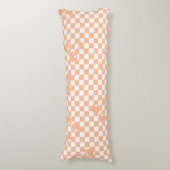 Peach Fuzz Cherry Gingham Pattern Lichaamskussen (Voorkant Verticaal)