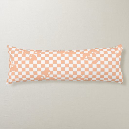 Peach Fuzz Cherry Gingham Pattern Lichaamskussen (Voorkant)