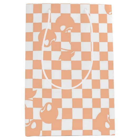 Peach Fuzz Cherry Gingham Pattern Medium Cadeauzakje (Voorkant)