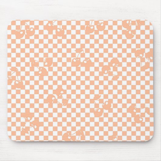 Peach Fuzz Cherry Gingham Pattern Muismat (Voorkant)