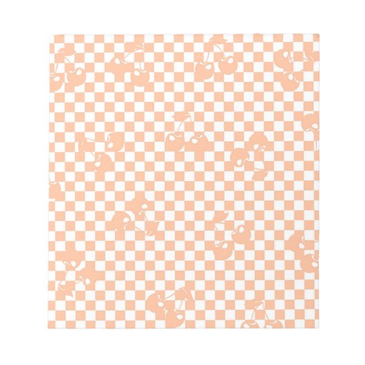 Peach Fuzz Cherry Gingham Pattern Notitieblok (Voorkant)