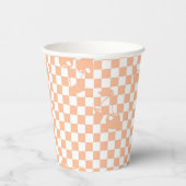 Peach Fuzz Cherry Gingham Pattern Papieren Bekers (Rechts)