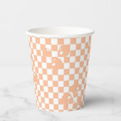 Peach Fuzz Cherry Gingham Pattern Papieren Bekers (Voorkant)