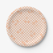 Peach Fuzz Cherry Gingham Pattern Papieren Bordje (Voorkant)