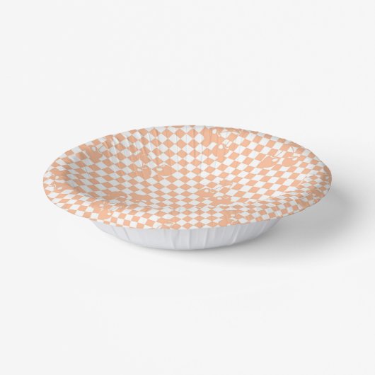 Peach Fuzz Cherry Gingham Pattern Papieren Kommen (Gebogen)