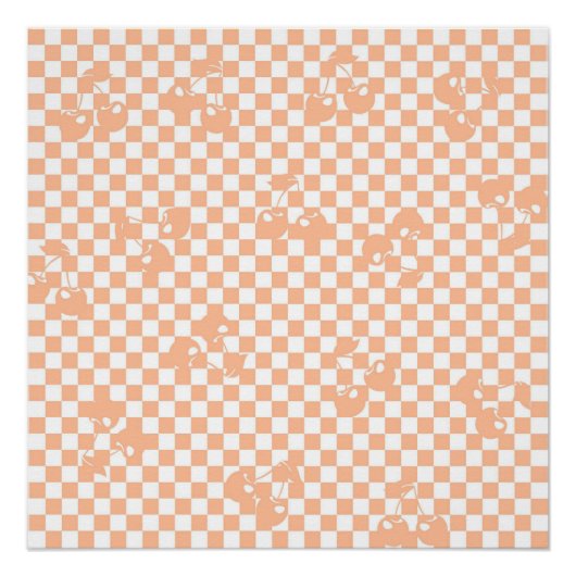 Peach Fuzz Cherry Gingham Pattern Perfect Poster (Voorkant)