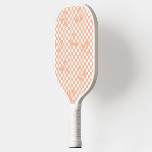Peach Fuzz Cherry Gingham Pattern Pickleball Paddle (Links)