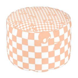 Peach Fuzz Cherry Gingham Pattern Poef