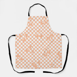Peach Fuzz Cherry Gingham Pattern Schort