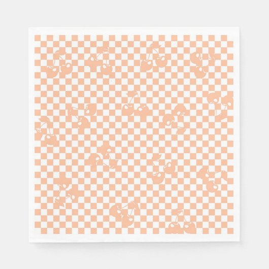 Peach Fuzz Cherry Gingham Pattern Servet (Voorkant)