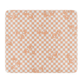 Peach Fuzz Cherry Gingham Pattern Snijplank