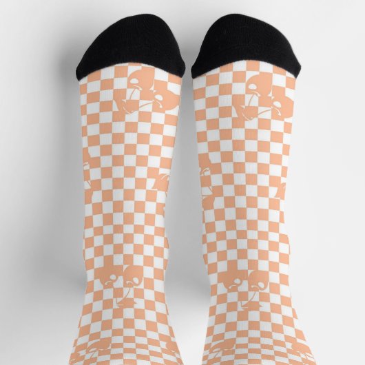Peach Fuzz Cherry Gingham Pattern Sokken (Top)