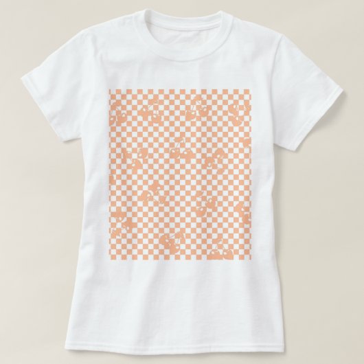 Peach Fuzz Cherry Gingham Pattern T-shirt (Design voorkant)
