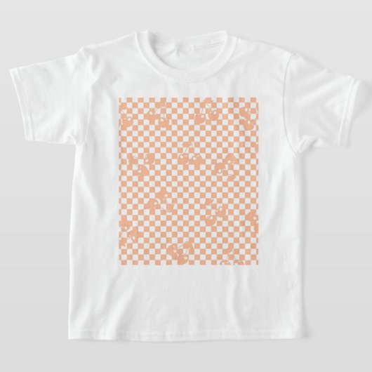 Peach Fuzz Cherry Gingham Pattern T-shirt (Laagn)