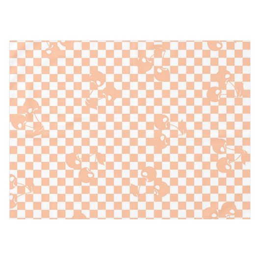 Peach Fuzz Cherry Gingham Pattern Tafelkleed (Voorkant (Horizontaal))