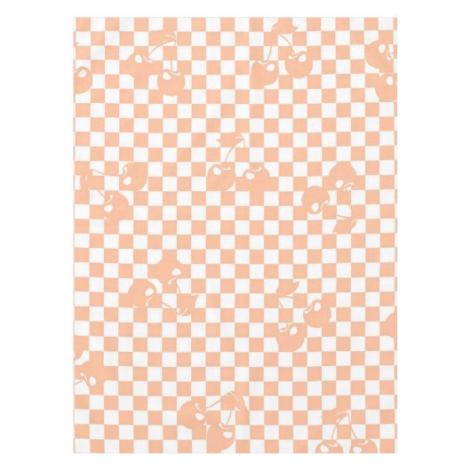 Peach Fuzz Cherry Gingham Pattern Tafelkleed (Voorkant)