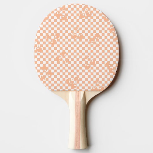 Peach Fuzz Cherry Gingham Pattern Tafeltennisbatje (Achterkant)