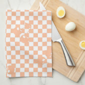 Peach Fuzz Cherry Gingham Pattern Theedoek (Quarter Fold)