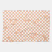 Peach Fuzz Cherry Gingham Pattern Theedoek (Horizontaal)