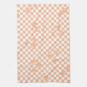 Peach Fuzz Cherry Gingham Pattern Theedoek (Verticaal)