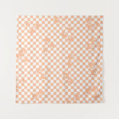 Peach Fuzz Cherry Gingham Pattern Wandkleed (Voorkant (horizontaal))