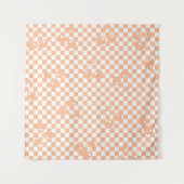 Peach Fuzz Cherry Gingham Pattern Wandkleed (Voorkant)
